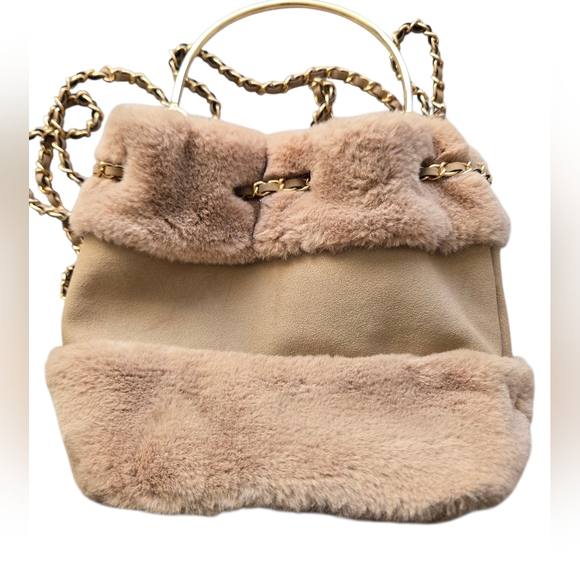 3am Forver Elegant Tan Fur-Trimmed Women's Bag - Picture 4 of 5